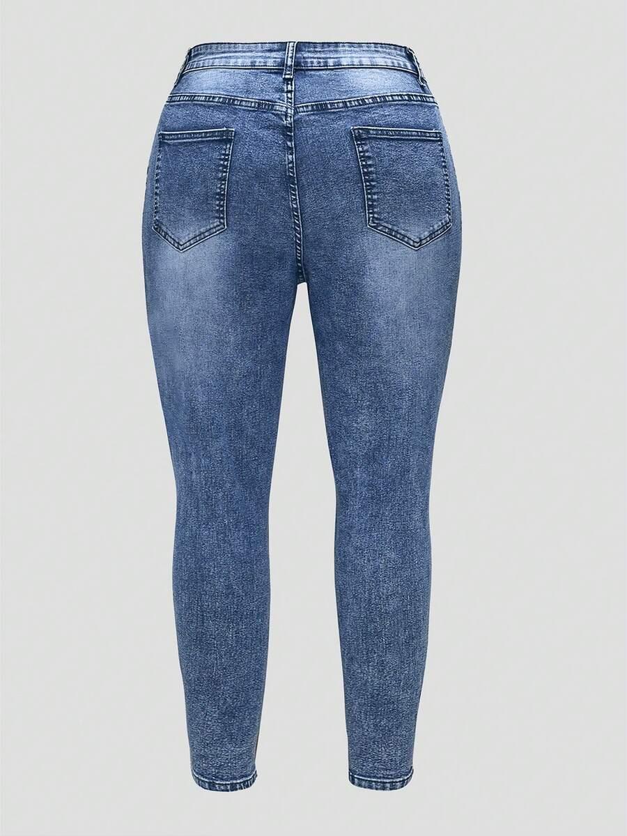 SHEIN NIEBIESKIE SPODNIE JEANS PRZETARCIA S06__XXL