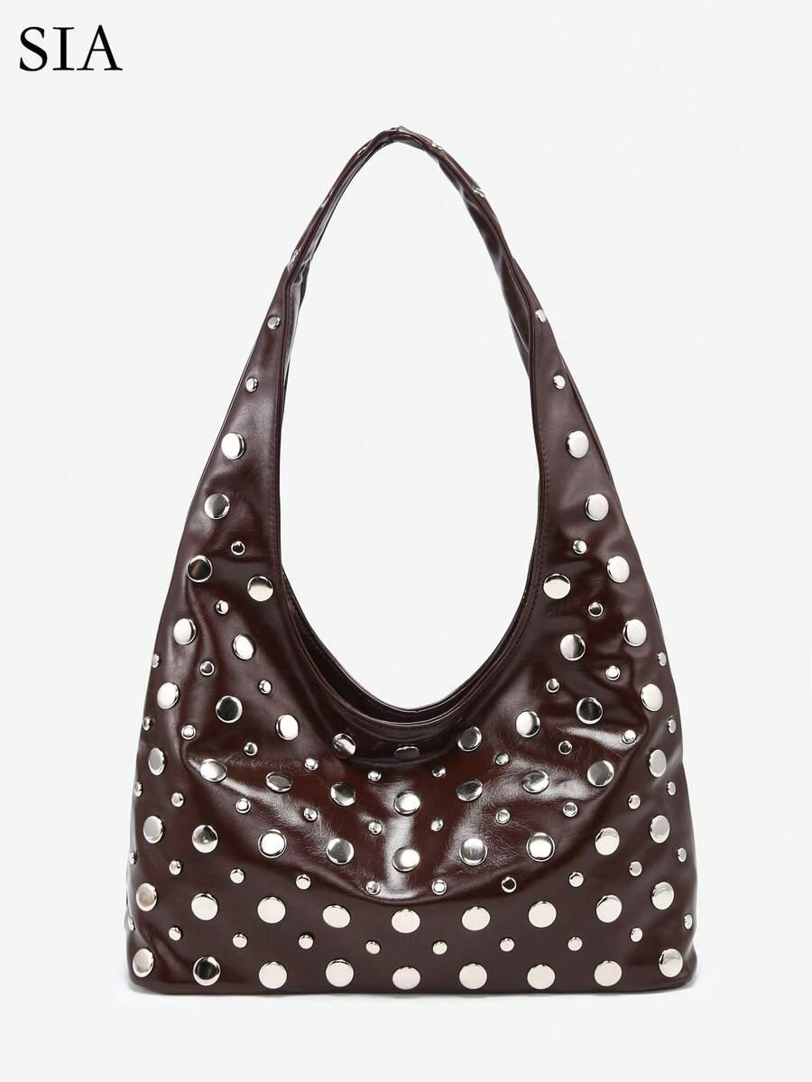 SHEIN BRĄZOWA TOREBKA ZDOBIENIE S07__14X10X31CM