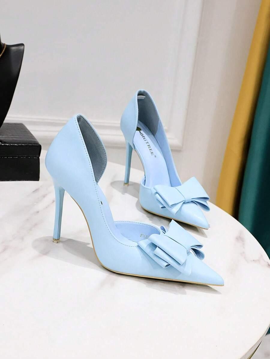 SHEIN NIEBIESKIE CZÓŁENKA NA OBCASIE KOKARDA S06__40,5
