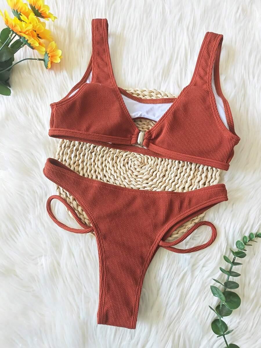 SHEIN DWUCZĘŚCIOWY STRÓJ KĄPIELOWY TEKSTURA S09__M