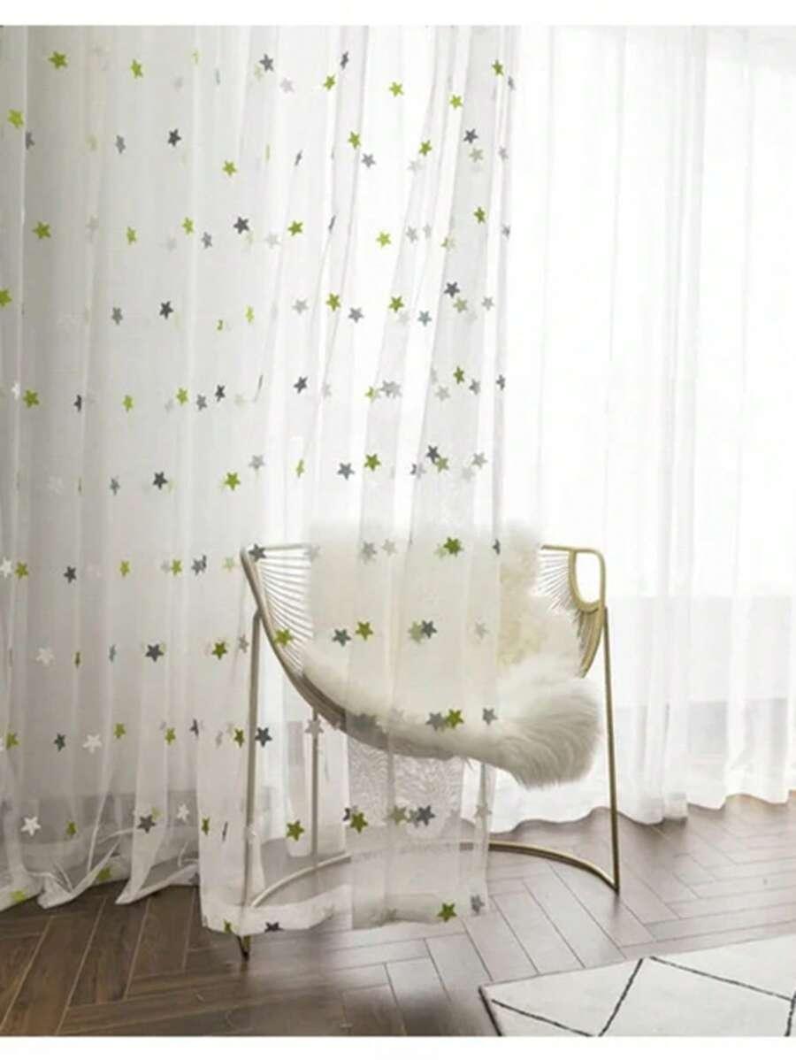 SHEIN BIAŁA ZASŁONA GWIAZDY 1SZT. S07__200X260