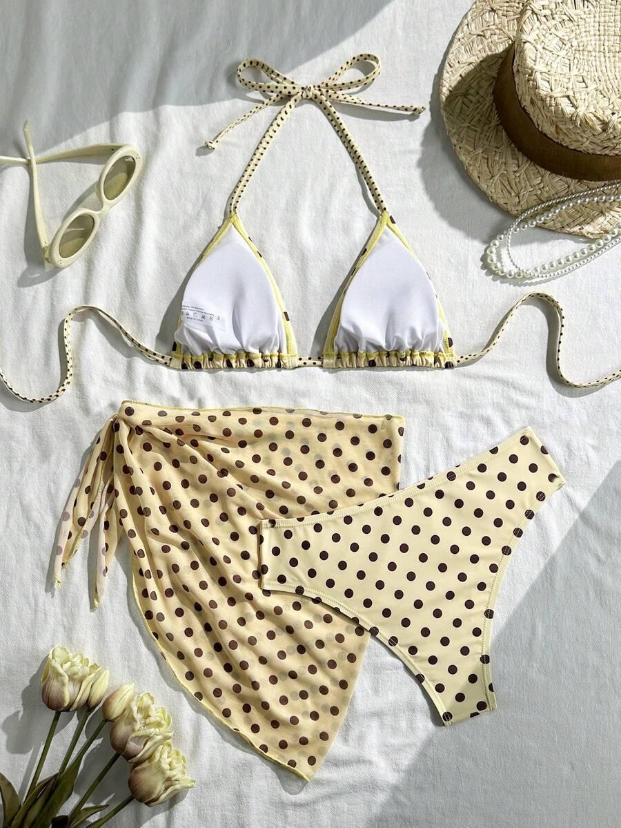 SHEIN TRZYCZĘŚCIOWY KOMPLET BIKINI PRINT S09__S