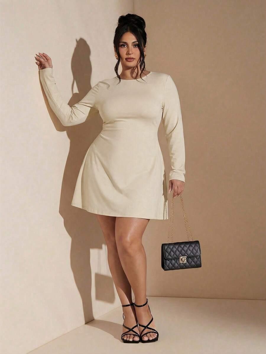SHEIN BEŻOWA MINI SUKIENKA S06__52