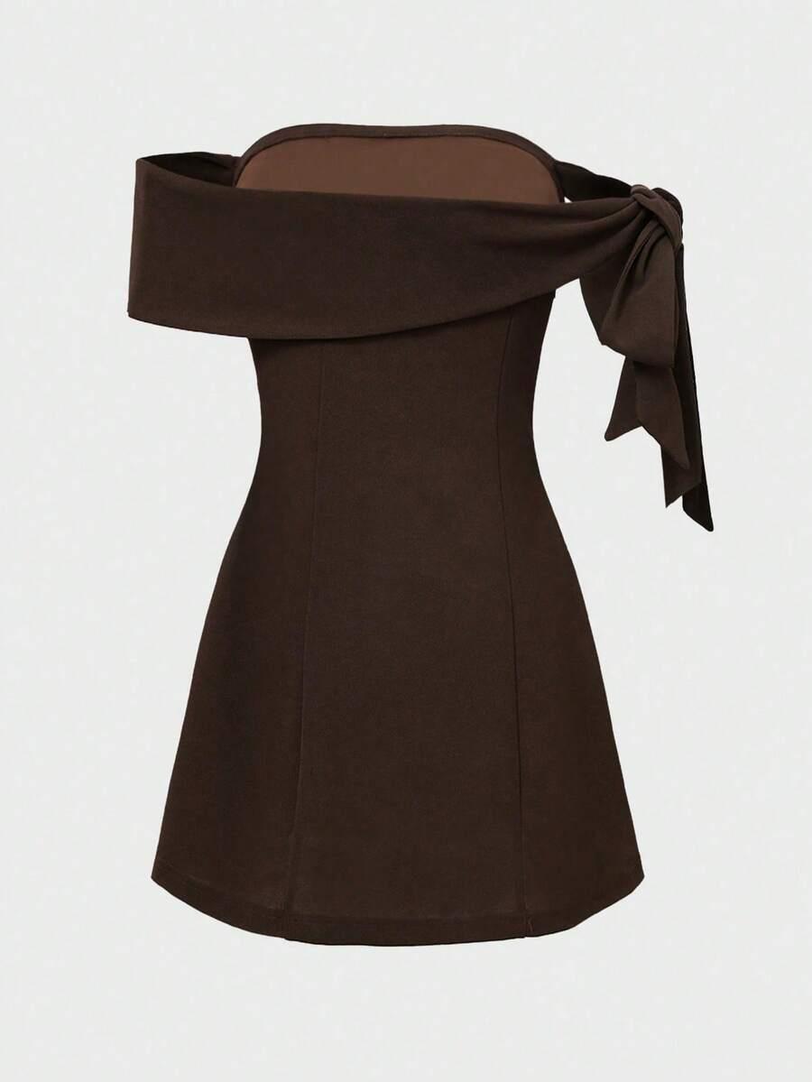 SHEIN BRĄZOWA MINI SUKIENKA S06__XS