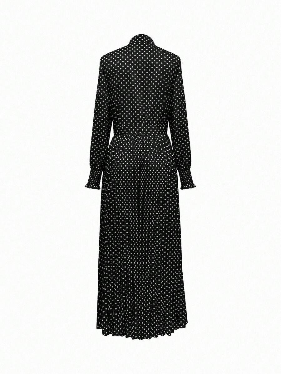 SHEIN CZARNA KOSZULOWA MAXI SUKIENKA GROSZKI S06__S