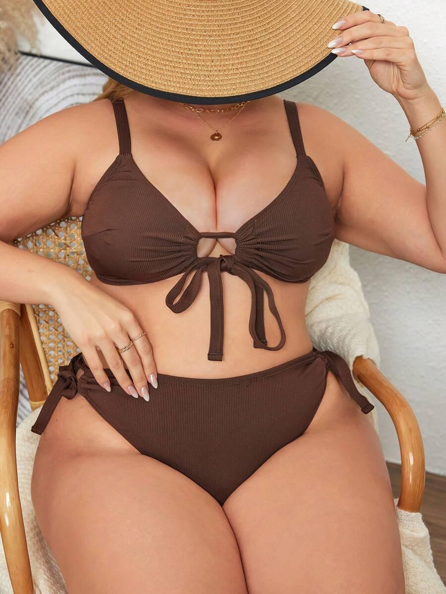 SHEIN BRĄZOWY DWUCZĘŚCIOWY STRÓJ KĄPIELOWY S09__50