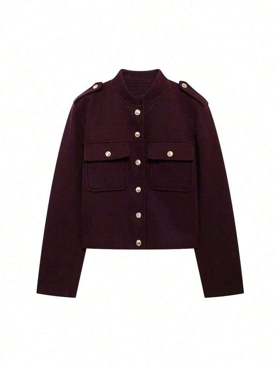 SHEIN BORDOWY KRÓTKI PŁASZCZ W01__XXS