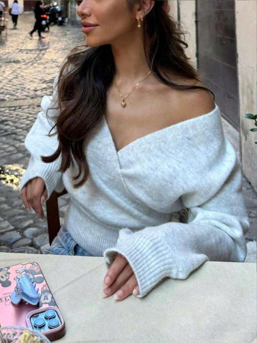 SHEIN SZARY SWETER DŁUGI RĘKAW S06__XS