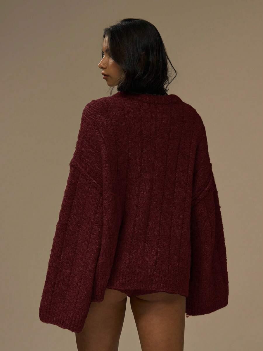 SHEIN BORDOWY SWETER GUZIKI S06__M