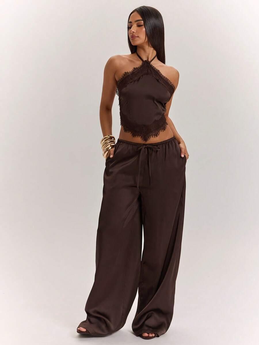 SHEIN BRĄZOWY TOP SPODNIE KOMPLET S09__M