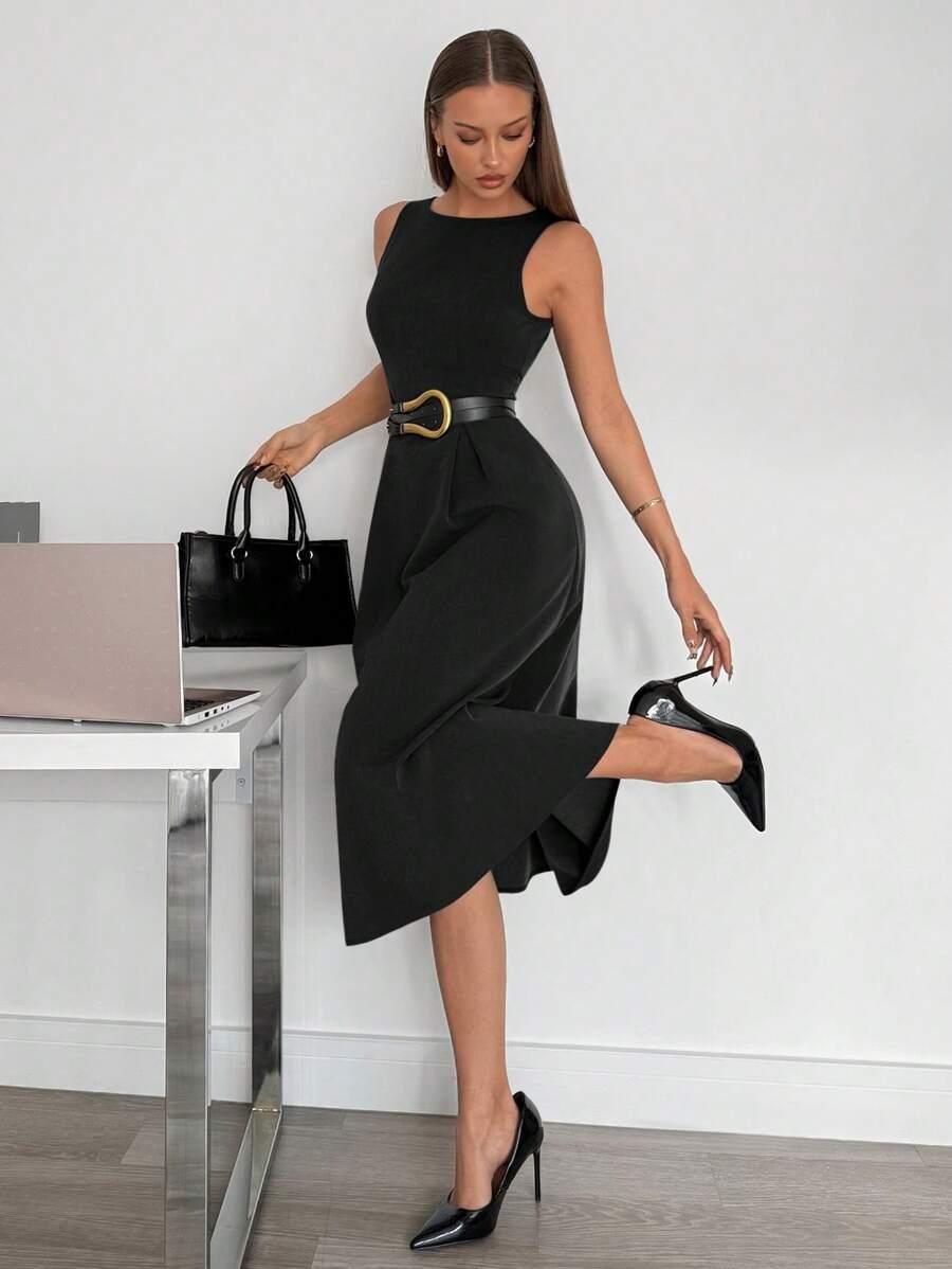 SIREN GAZE CZARNA MIDI SUKIENKA S06__S