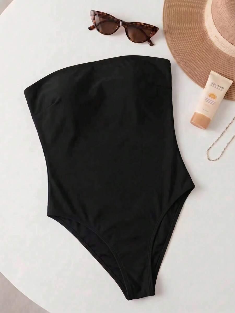 SHEIN CZARNY JEDNOCZĘŚCIOWY STRÓJ KĄPIELOWY S09__XS