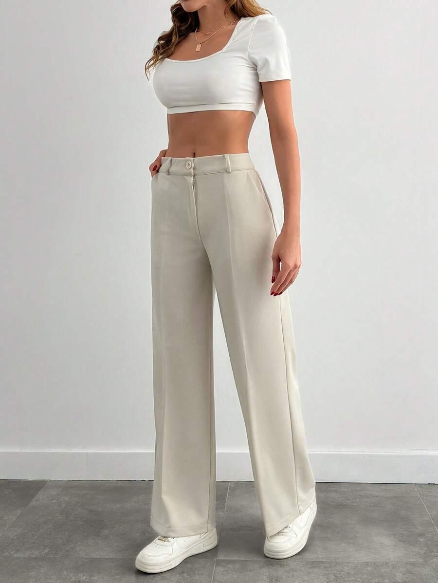 SHEIN BEŻOWE SPODNIE CASUAL S06__S