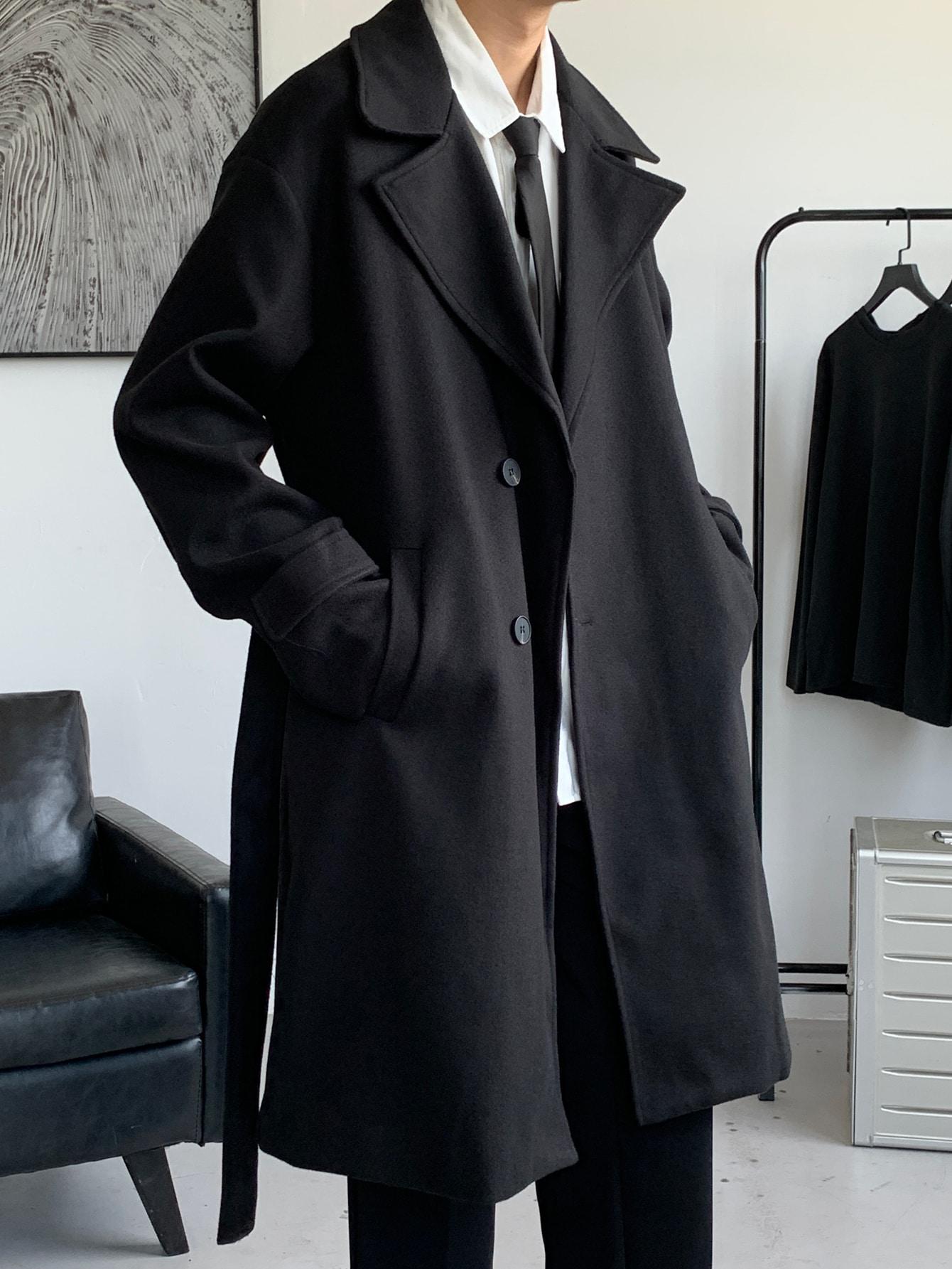 SHEIN CZARNY KLASYCZNY PŁASZCZ W01__XL