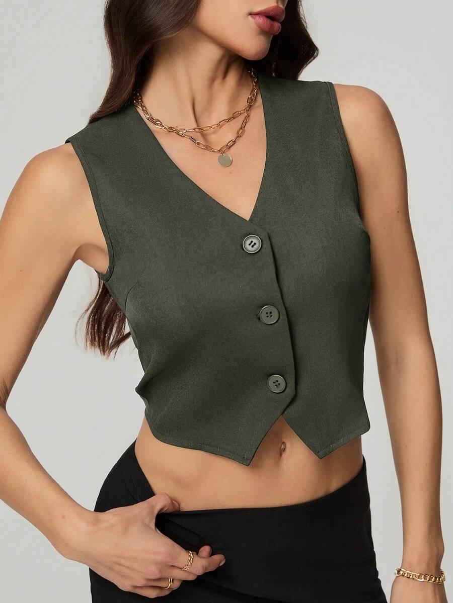 SHEIN ZIELONA KAMIZELKA GUZIKI S06__L