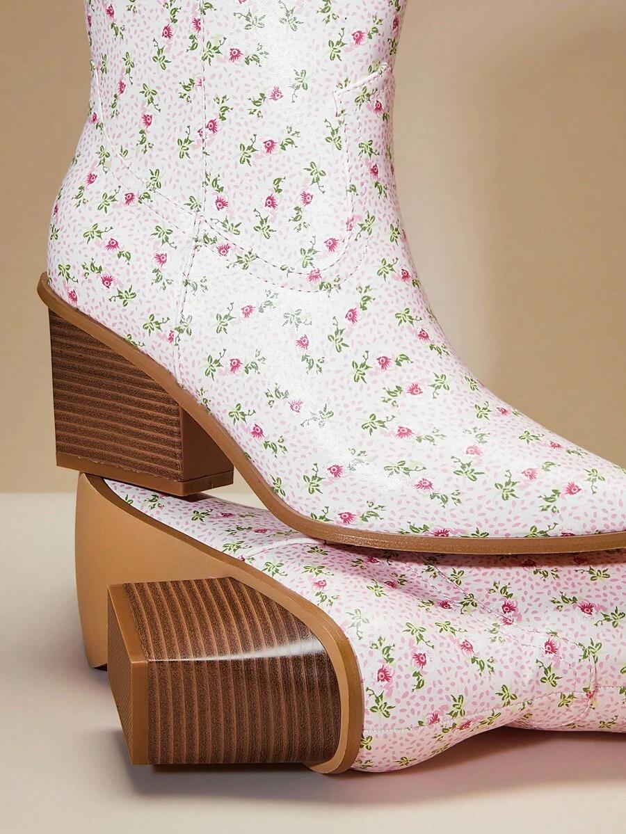 SHEIN RÓŻOWE KOZAKI KOWBOJKI WZÓR W01__38,5