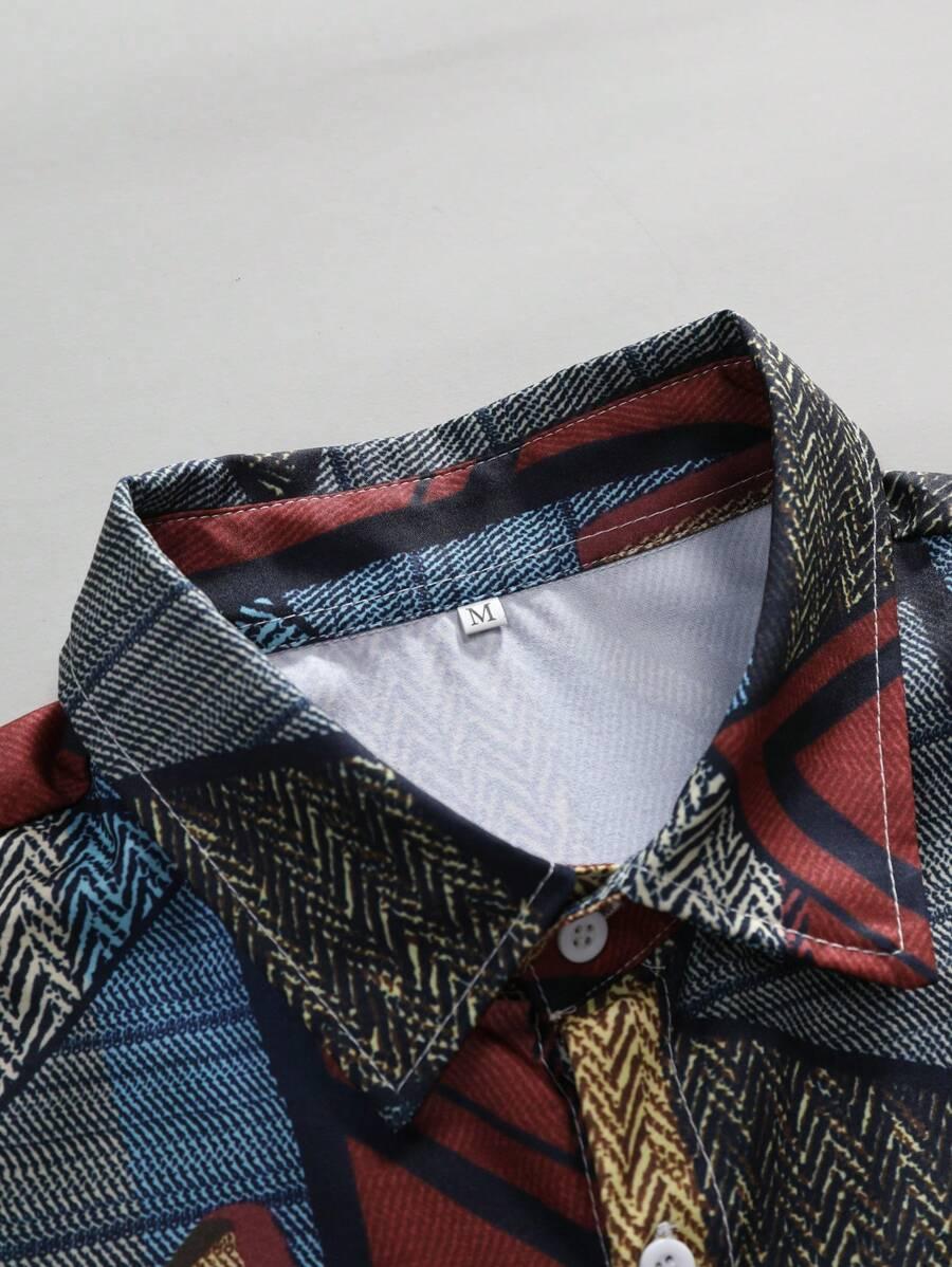 SHEIN KOSZULA Z KRÓTKIM RĘKAWEM WZÓR PK01__L