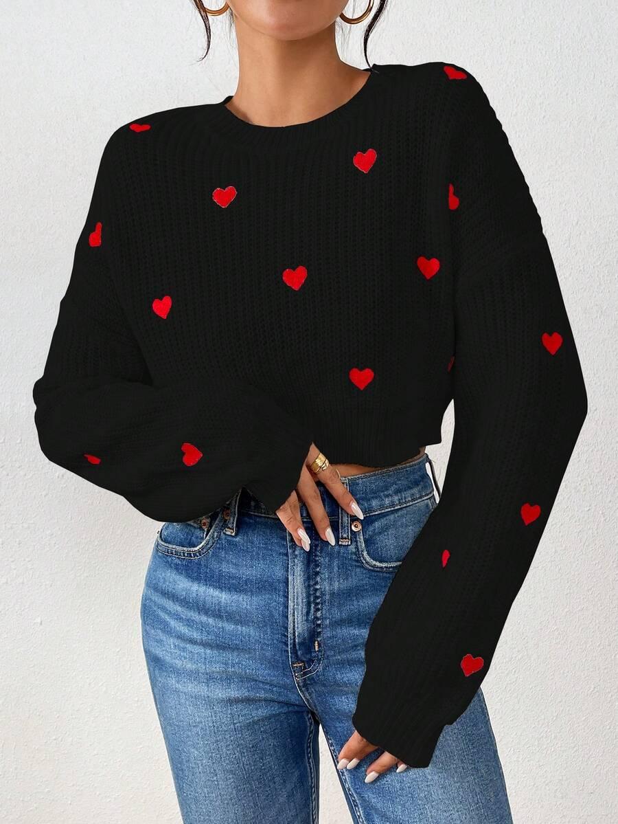 SHEIN CZARNY SWETER SERDUSZKA S06__XL