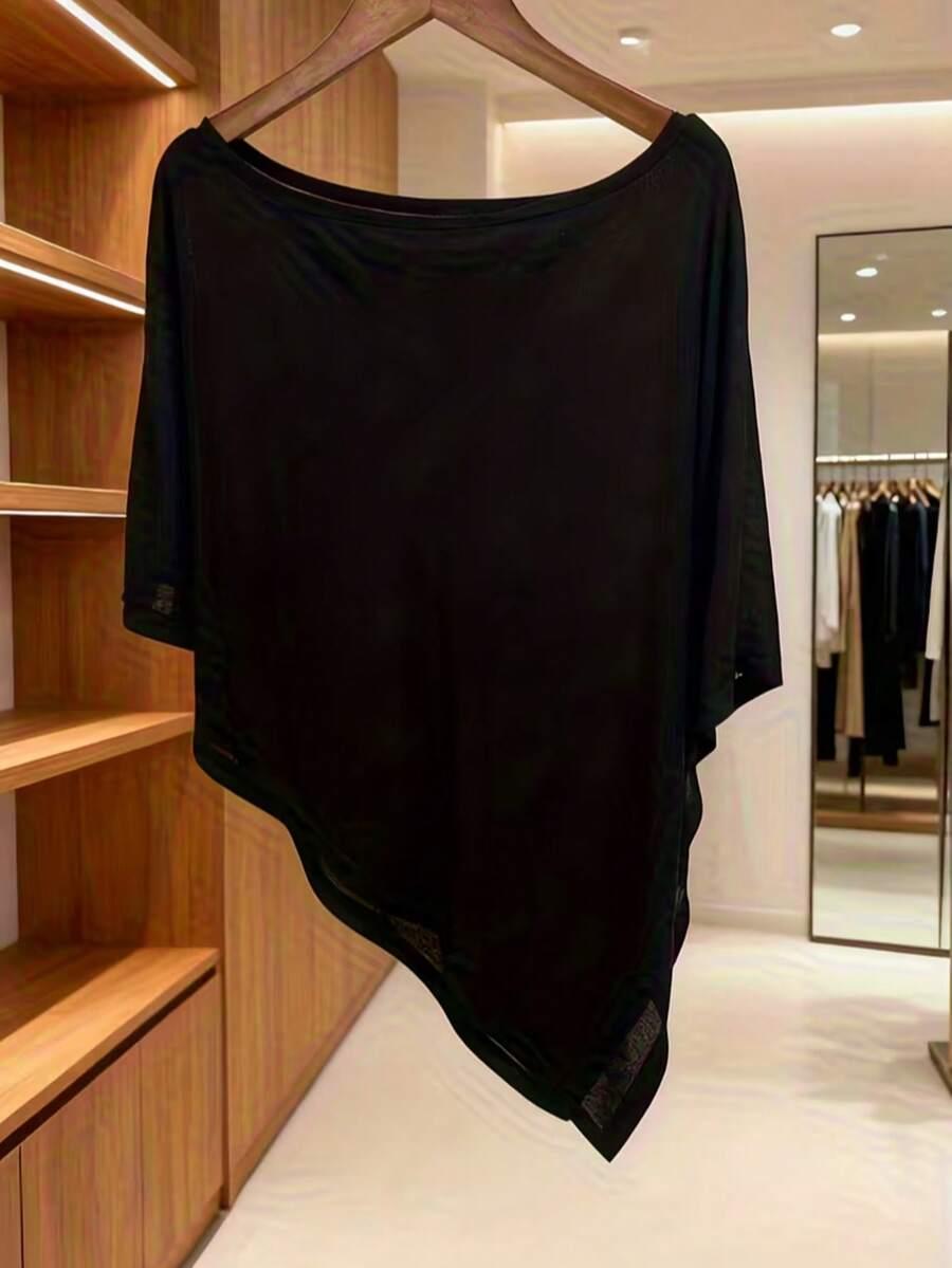 SHEIN CZARNA ASYMETRYCZNA BLUZKA PK01__S