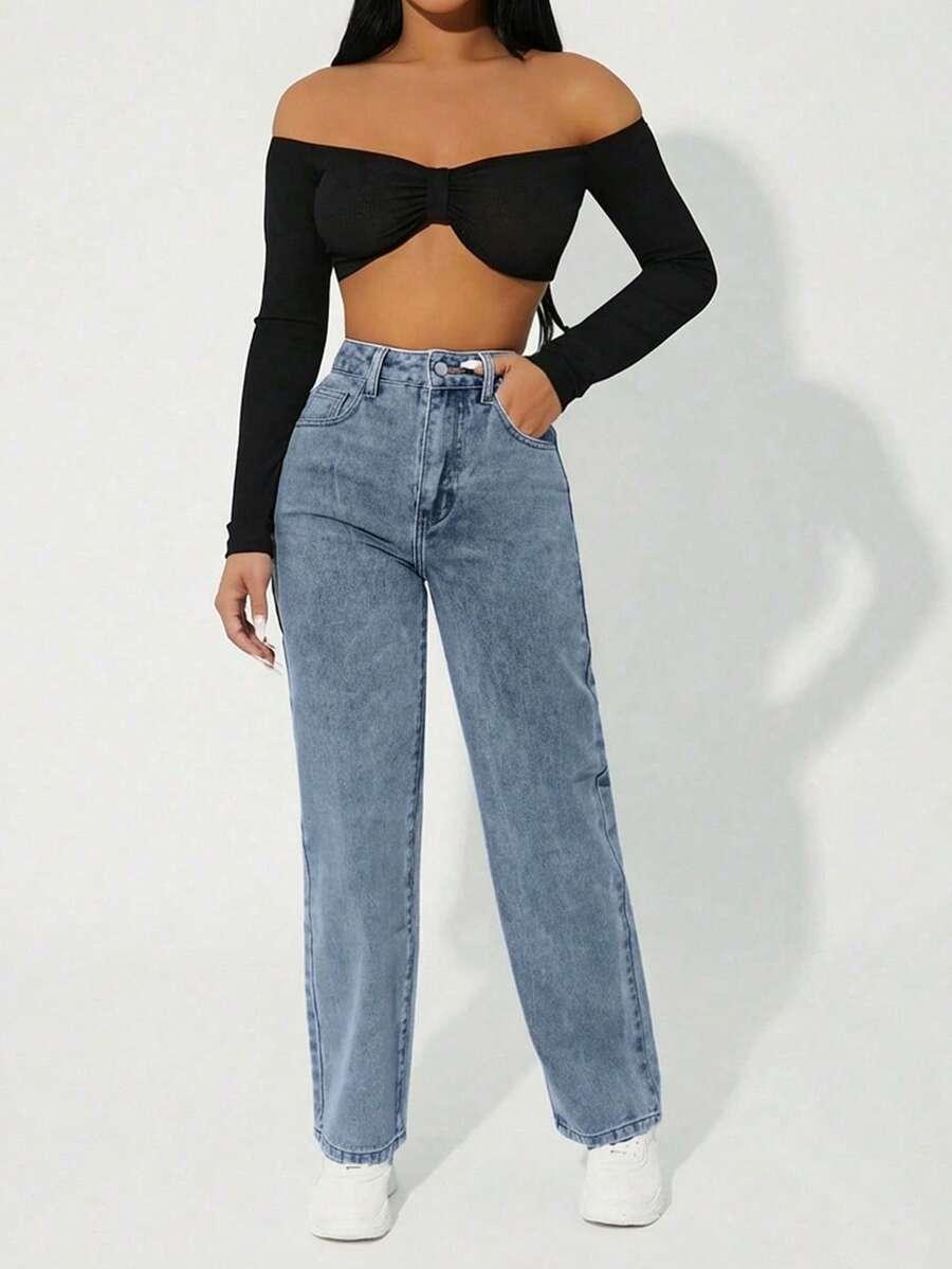 EURMUSE NIEBIESKIE SPODNIE JEANS S06__M