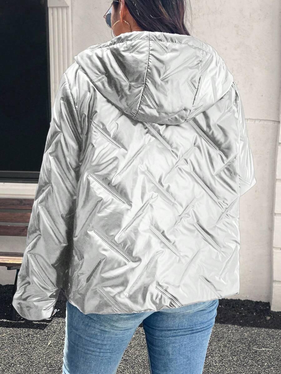 SHEIN SREBRNA KURTKA POŁYSK W01__XXL