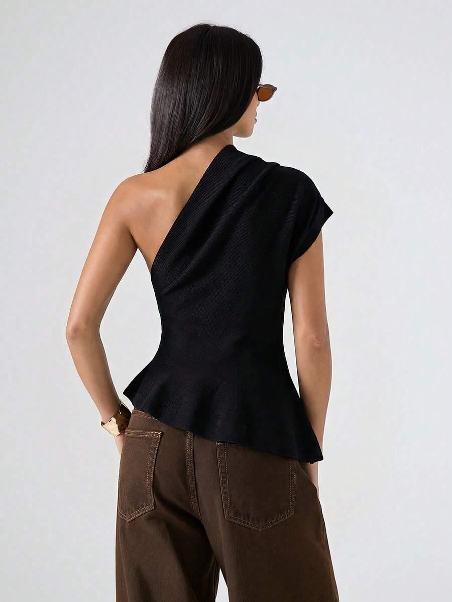 LYSMO CZARNY ASYMETRYCZNY TOP S09__XS