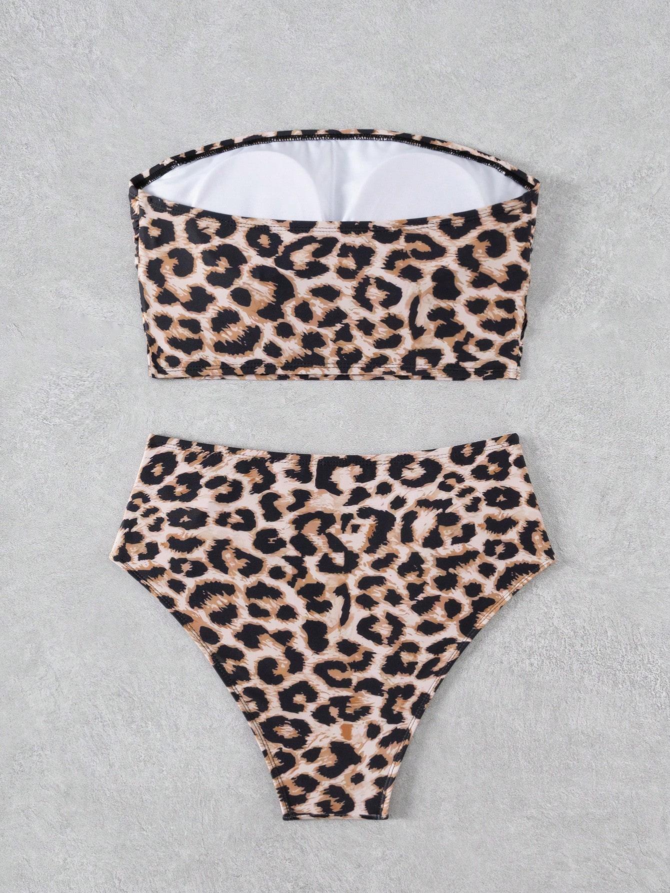 SHEIN DWUCZĘŚCIOWY STRÓJ KĄPIELOWY ANIMAL PRINT S09__L