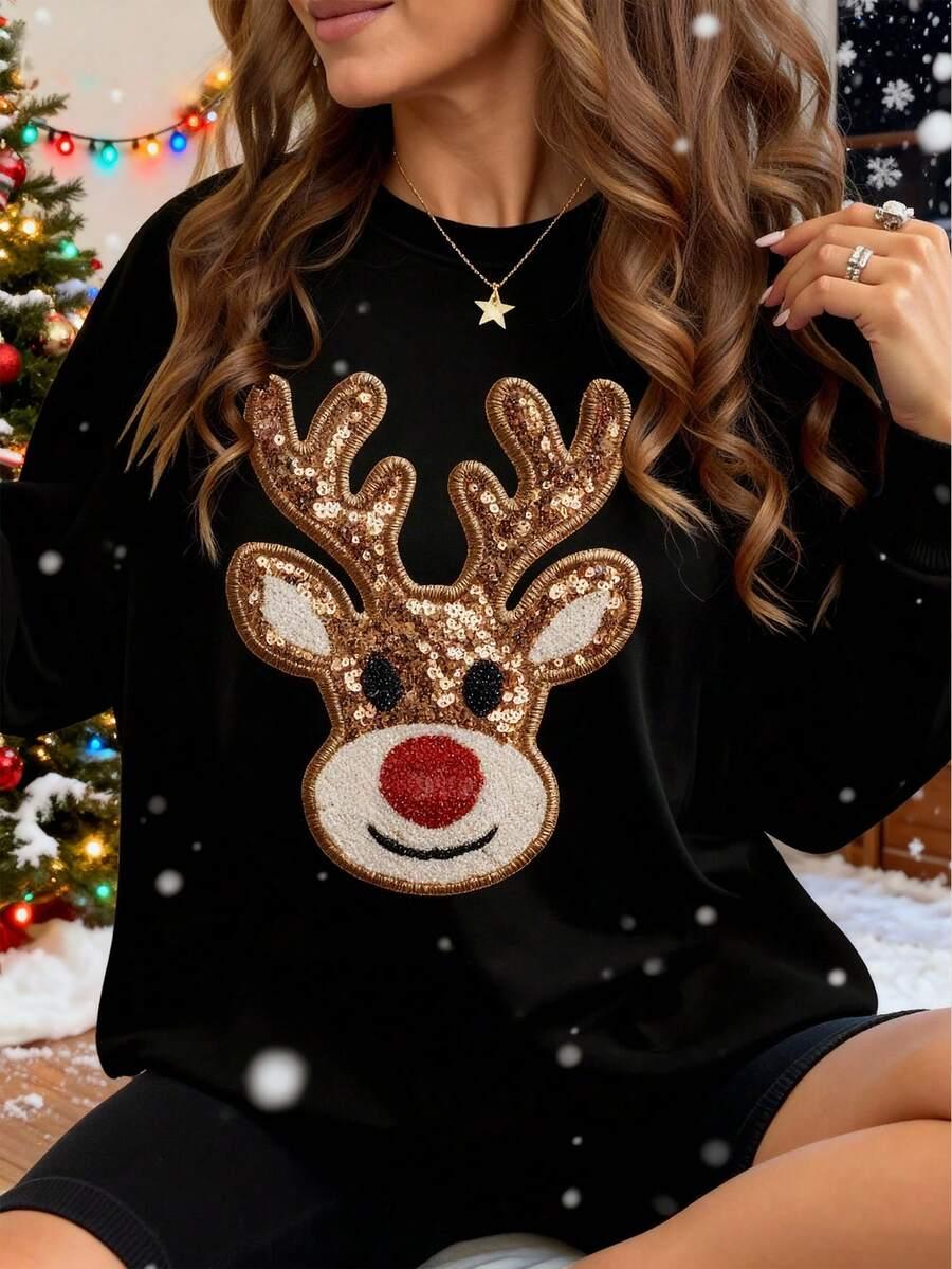 SHEIN CZARNA BLUZA NADRUK BDD__S