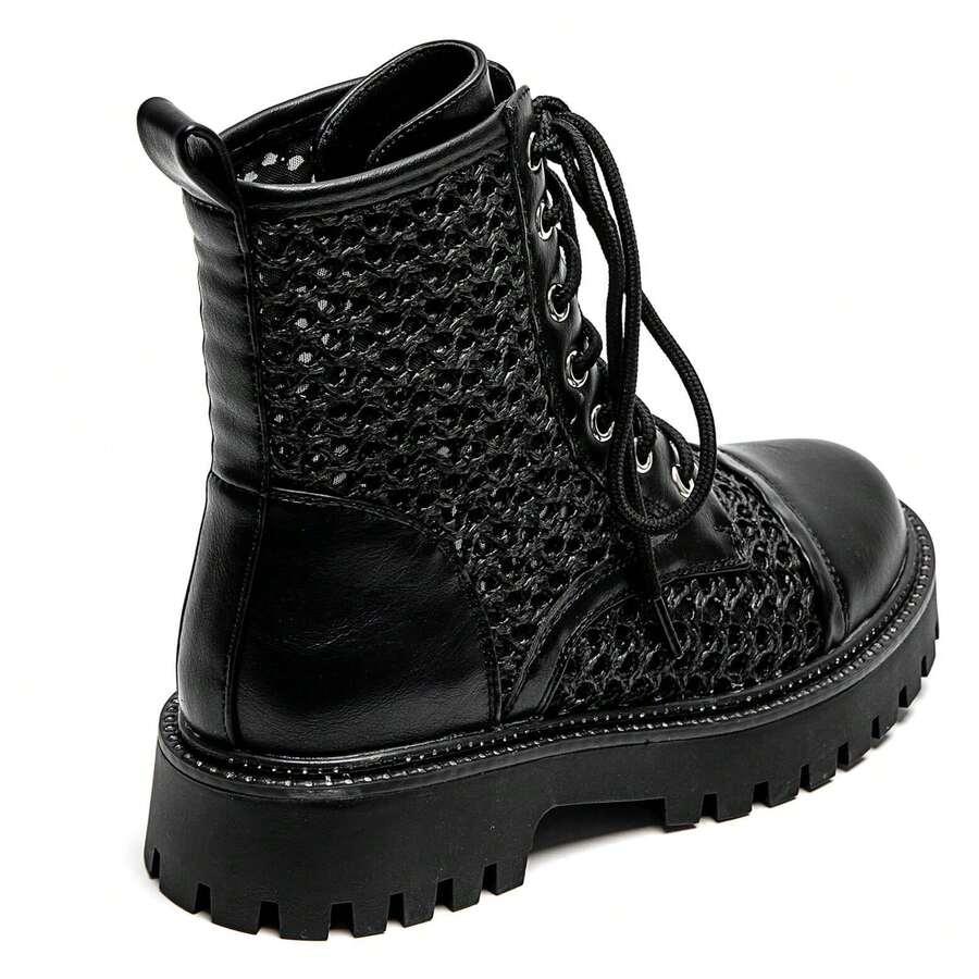 SHEIN CZARNE SZNUROWANE BOTKI W01__37