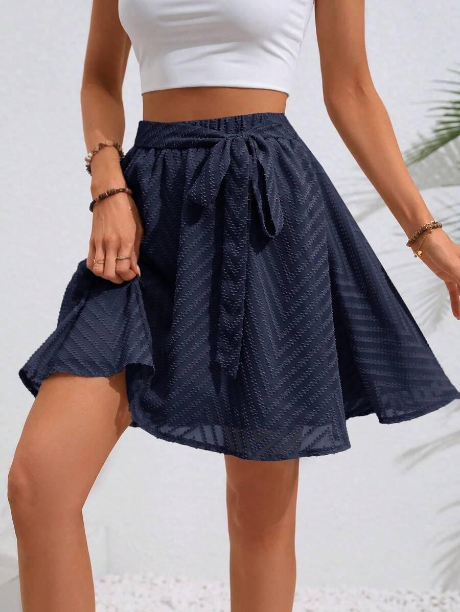 SHEIN GRANATOWA SPÓDNICA KOKARDA S06__M
