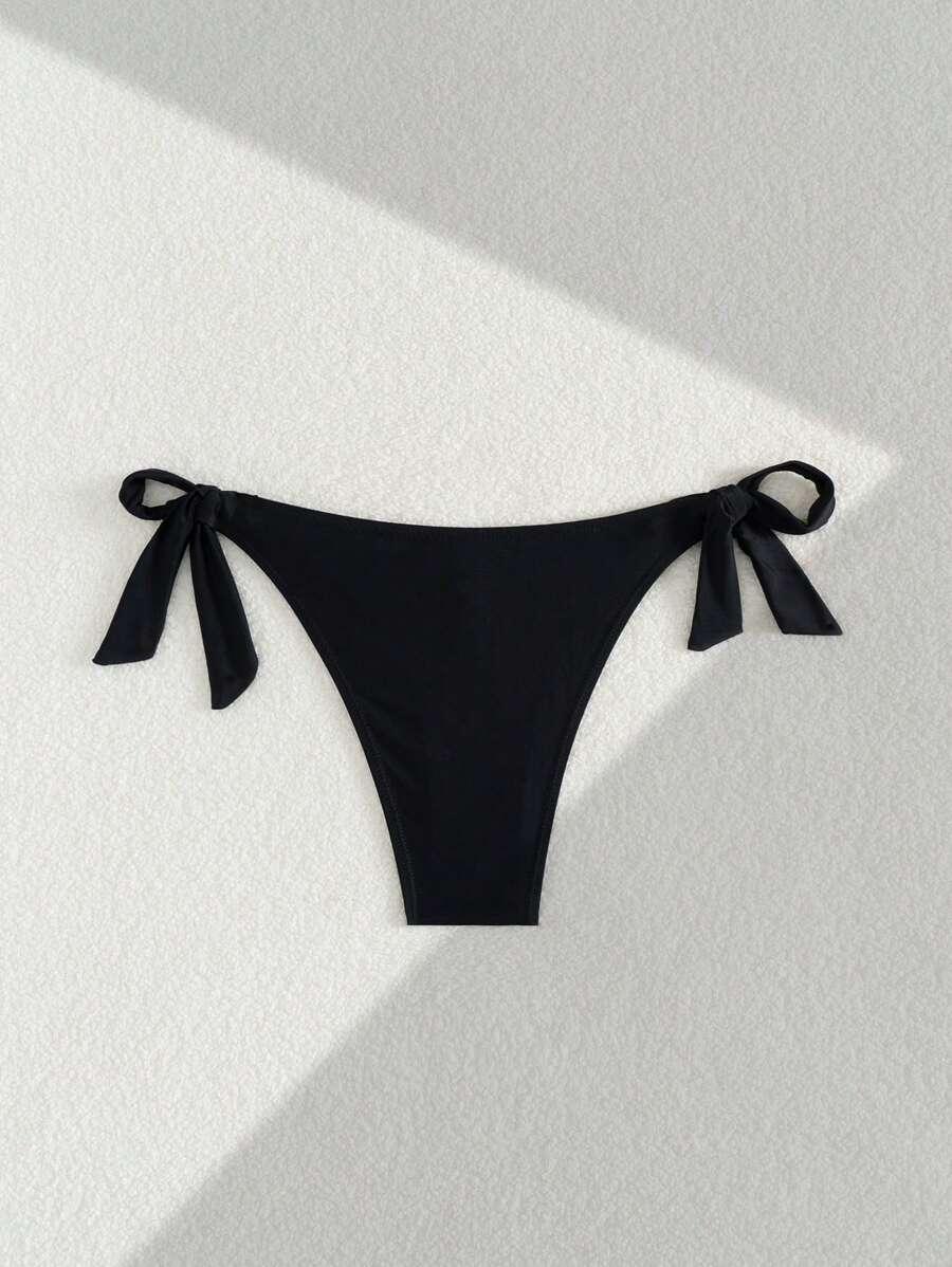 SHEIN CZARNY DÓŁ OD BIKINI WIĄZANIE S09__XS