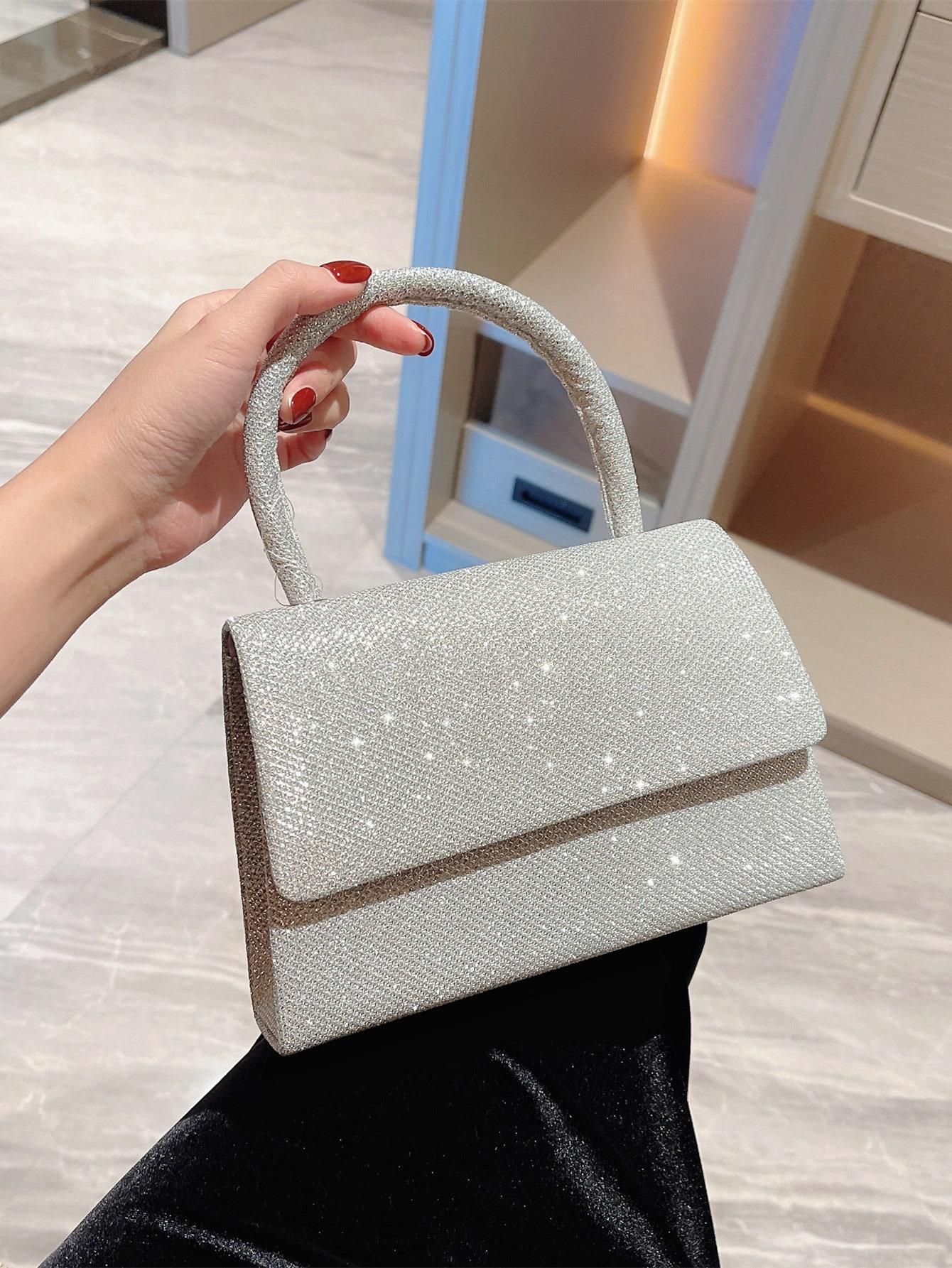 SHEIN SREBRNA TOREBKA POŁYSK S07__19X5X14