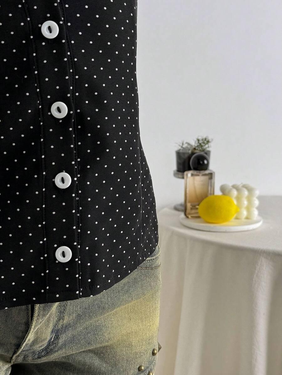 SHEIN CZARNA BLUZKA GUZIKI S06__XS