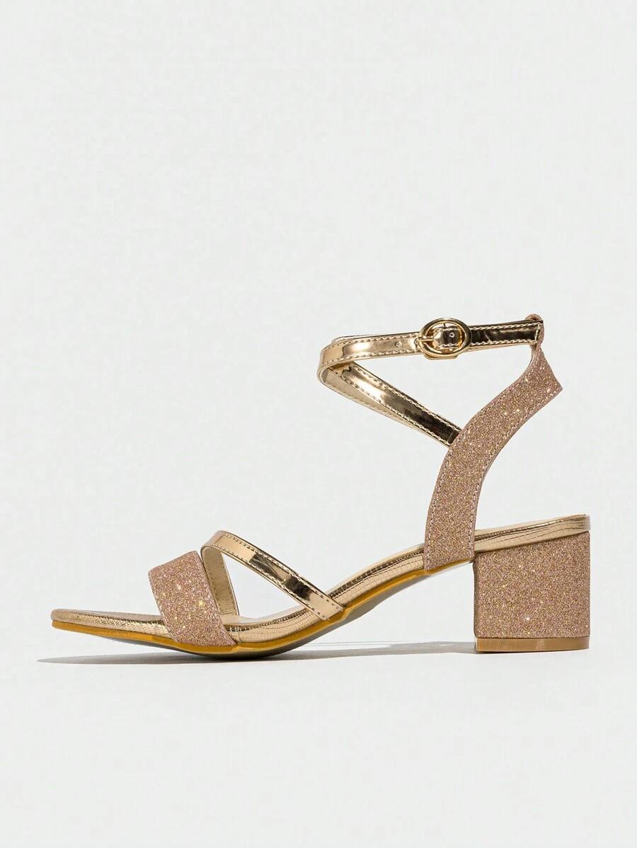 SHEIN ZŁOTE SANDAŁY NA OBCASIE S06__37,5