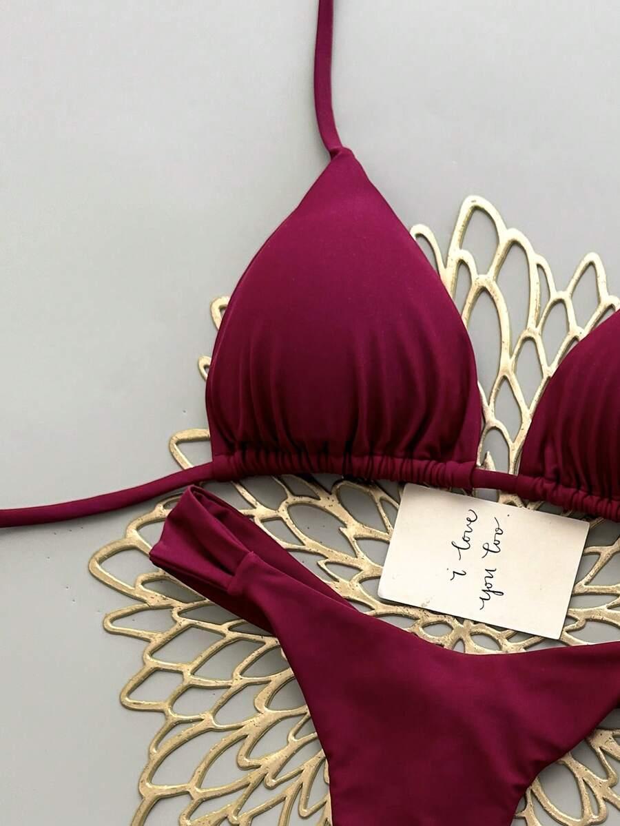 SHEIN BORDOWY DWUCZĘŚCIOWY STRÓJ KĄPIELOWY S09__L