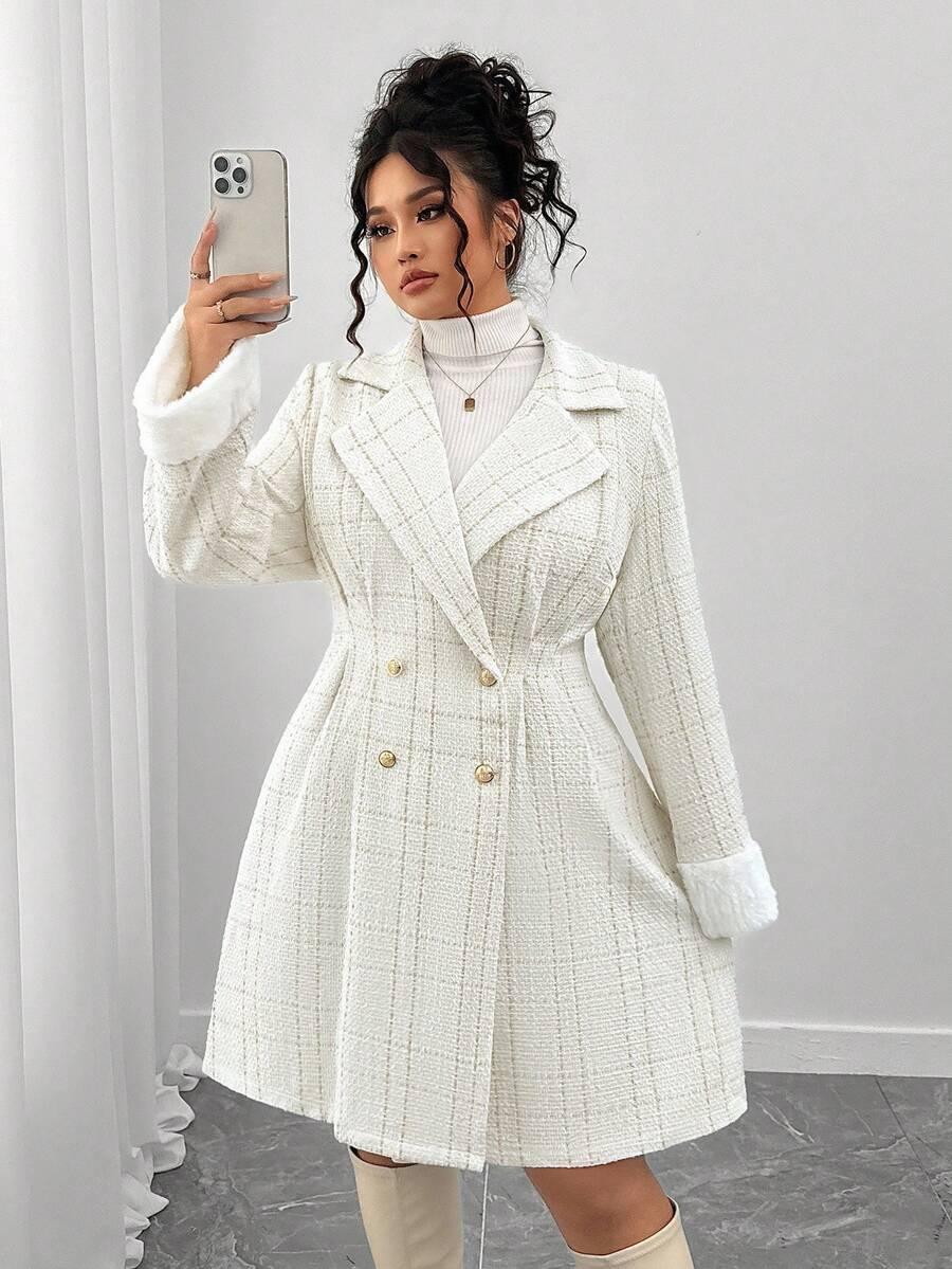 SHEIN BIAŁY KLASYCZNY PŁASZCZ WZÓR W01__48