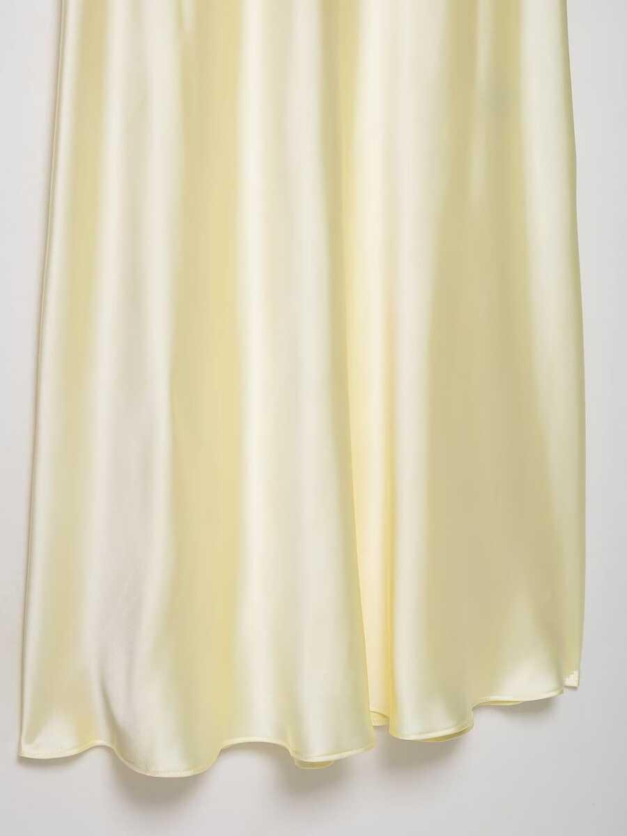 SHEIN SATYNOWA MAXI SUKIENKA WIĄZANIE PK01__L