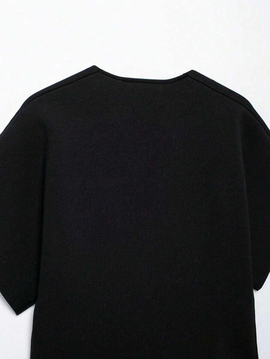 SHEIN CZARNA BLUZKA GUZIKI S06__L