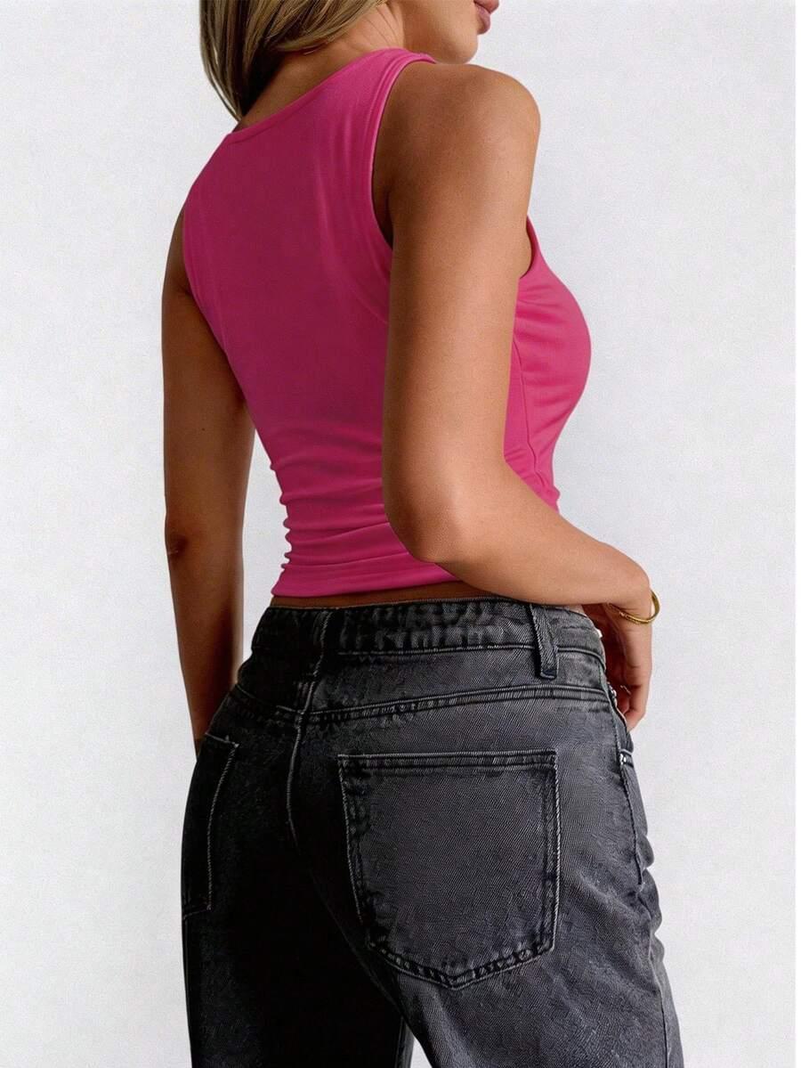 SHEIN RÓŻOWY TOP KWADRATOWY DEKOLT PK01__XS