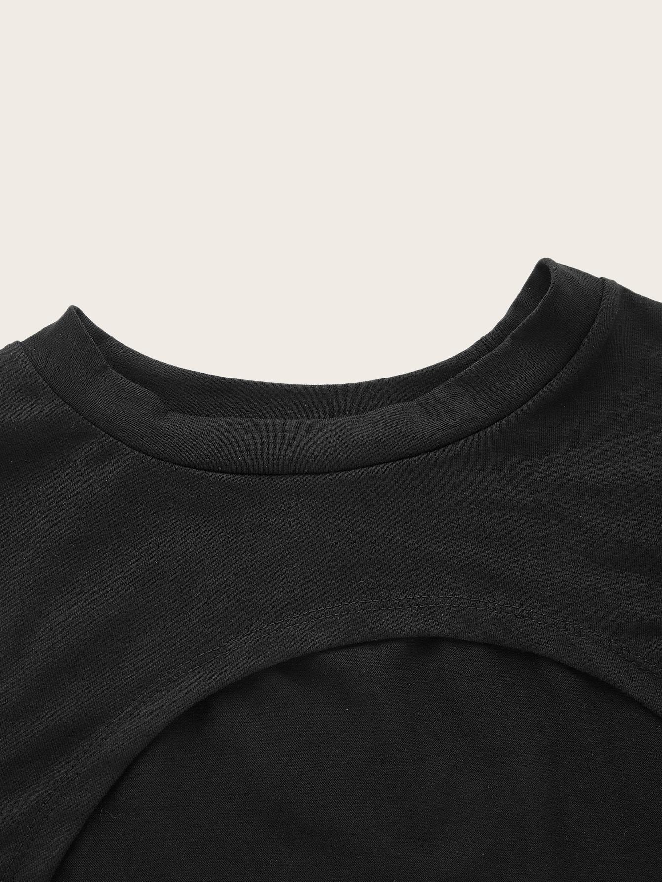 SHEIN CZARNY TOP KRÓTKI RĘKAW S06__M