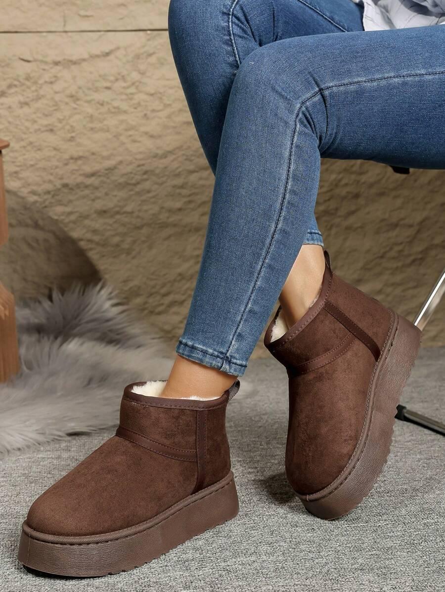 SHEIN BRĄZOWE ŚNIEGOWCE PLATFORMA W01__41