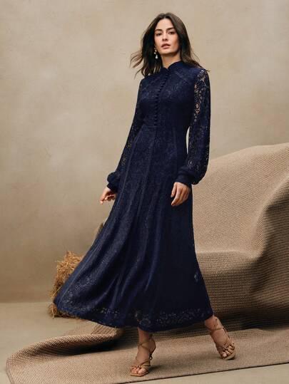 SHEIN GRANATOWA SUKIENKA KORONKA S06__S