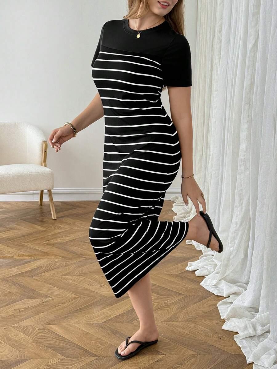 EASOWA CURVE MAXI SUKIENKA WZÓR PASKI S06__XXL