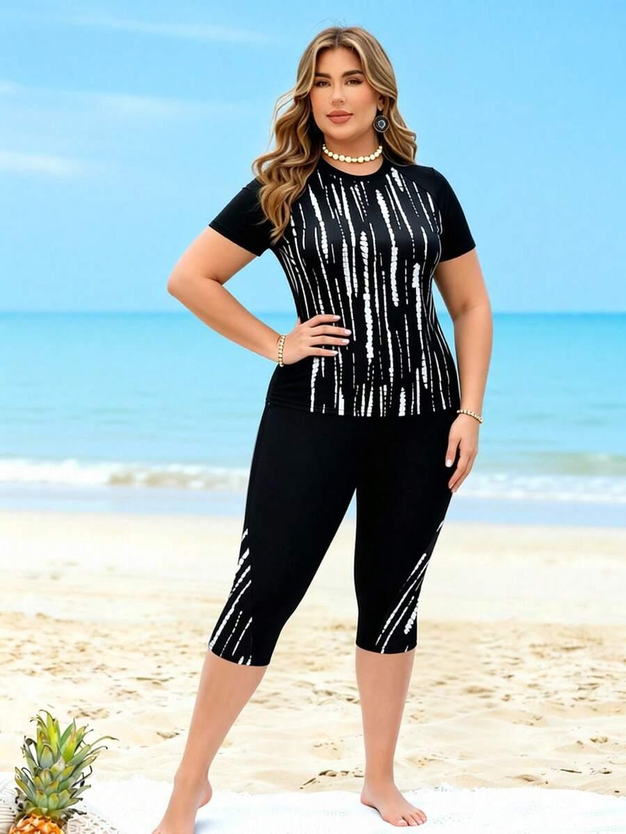 SWIM LUSHOIRE GÓRA OD BIKINI PRINT KONTRAST BLUZKA PK01__XXL