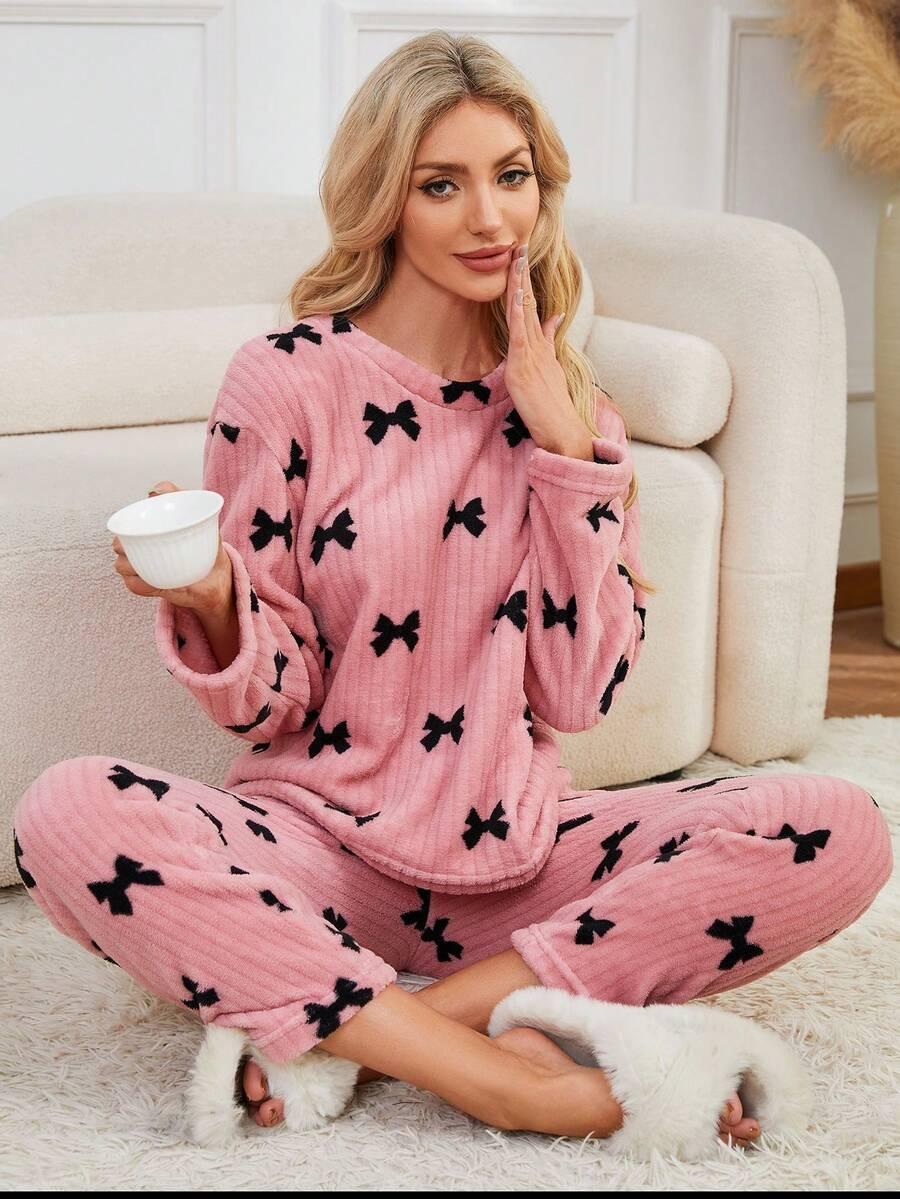 SHEIN RÓŻOWA PIŻAMA KOMPLET BLUZKA SPODNIE S06__L