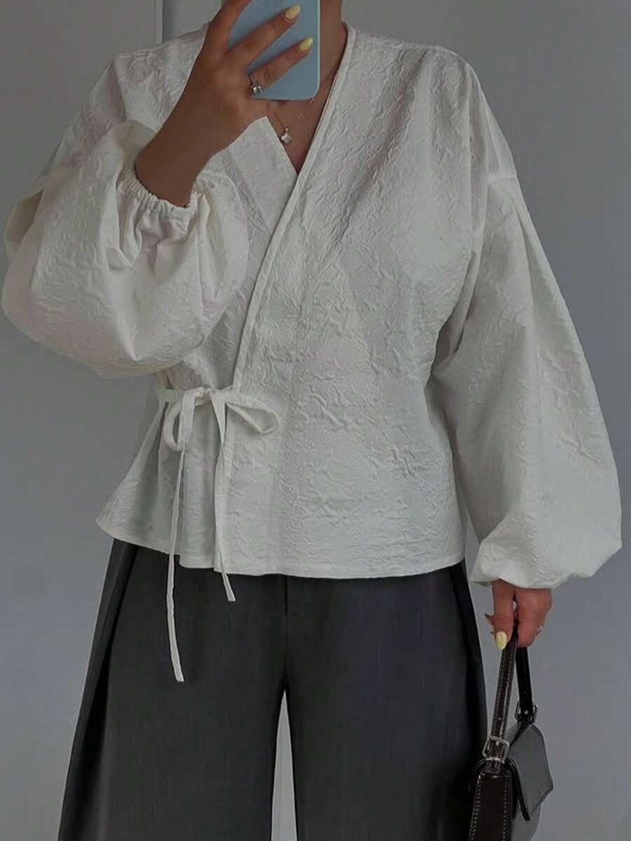 SHEIN BIAŁĄ BLUZKA WIĄZANIE S06__XS