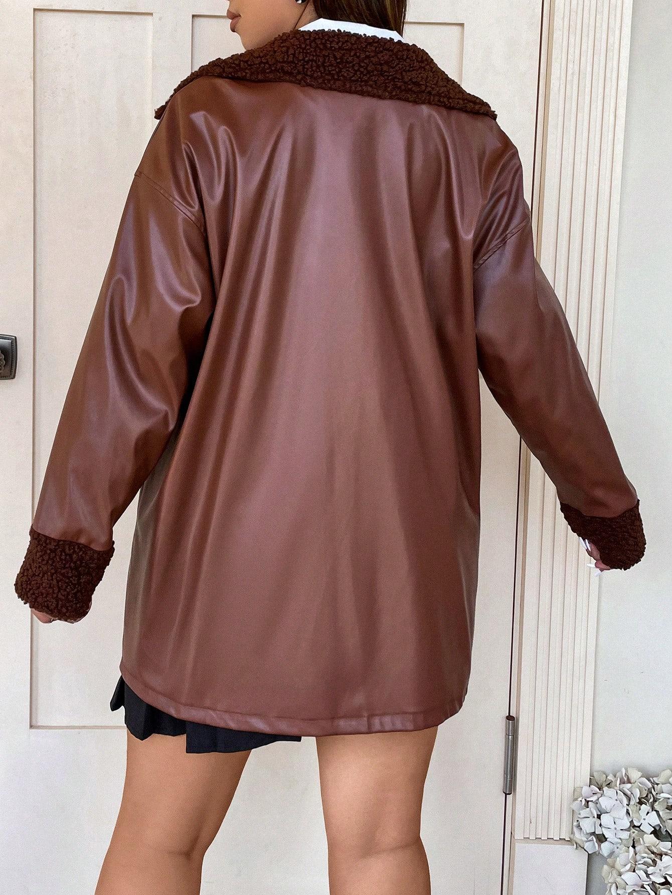 SHEIN KURTKA IMITACJA SKÓRY KOŁNIERZYK W01__50
