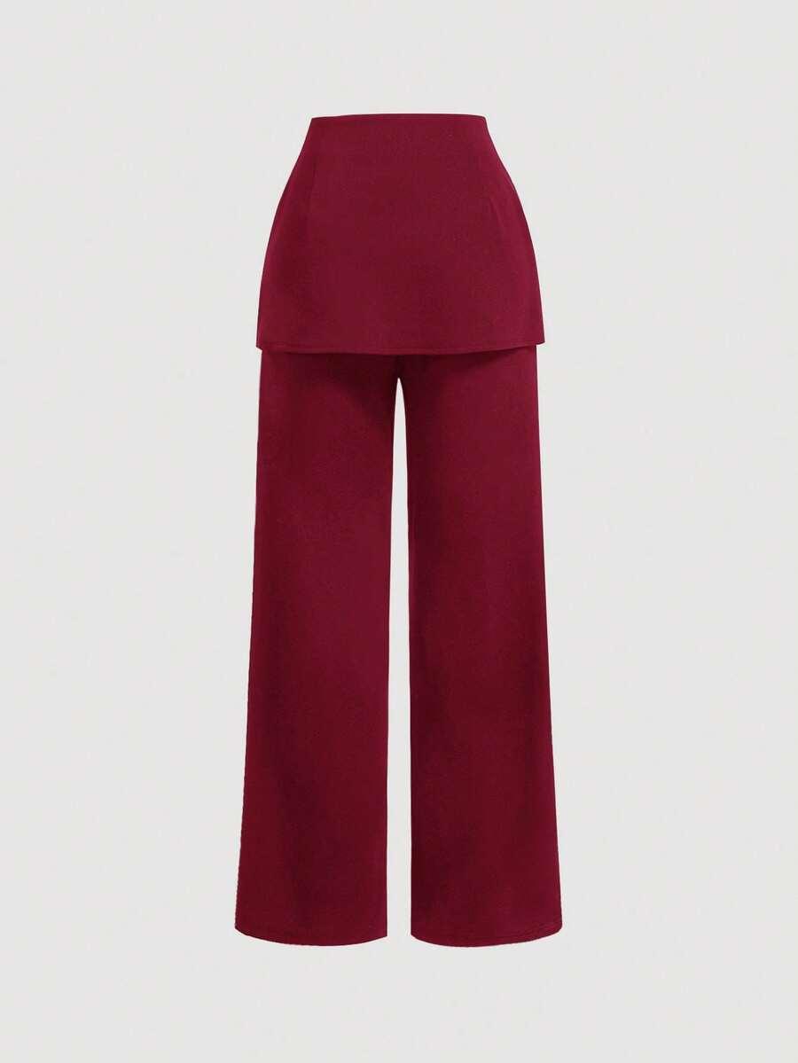 SHEIN CZERWONE SPODNIE PROSTA NOGAWKA S06__48