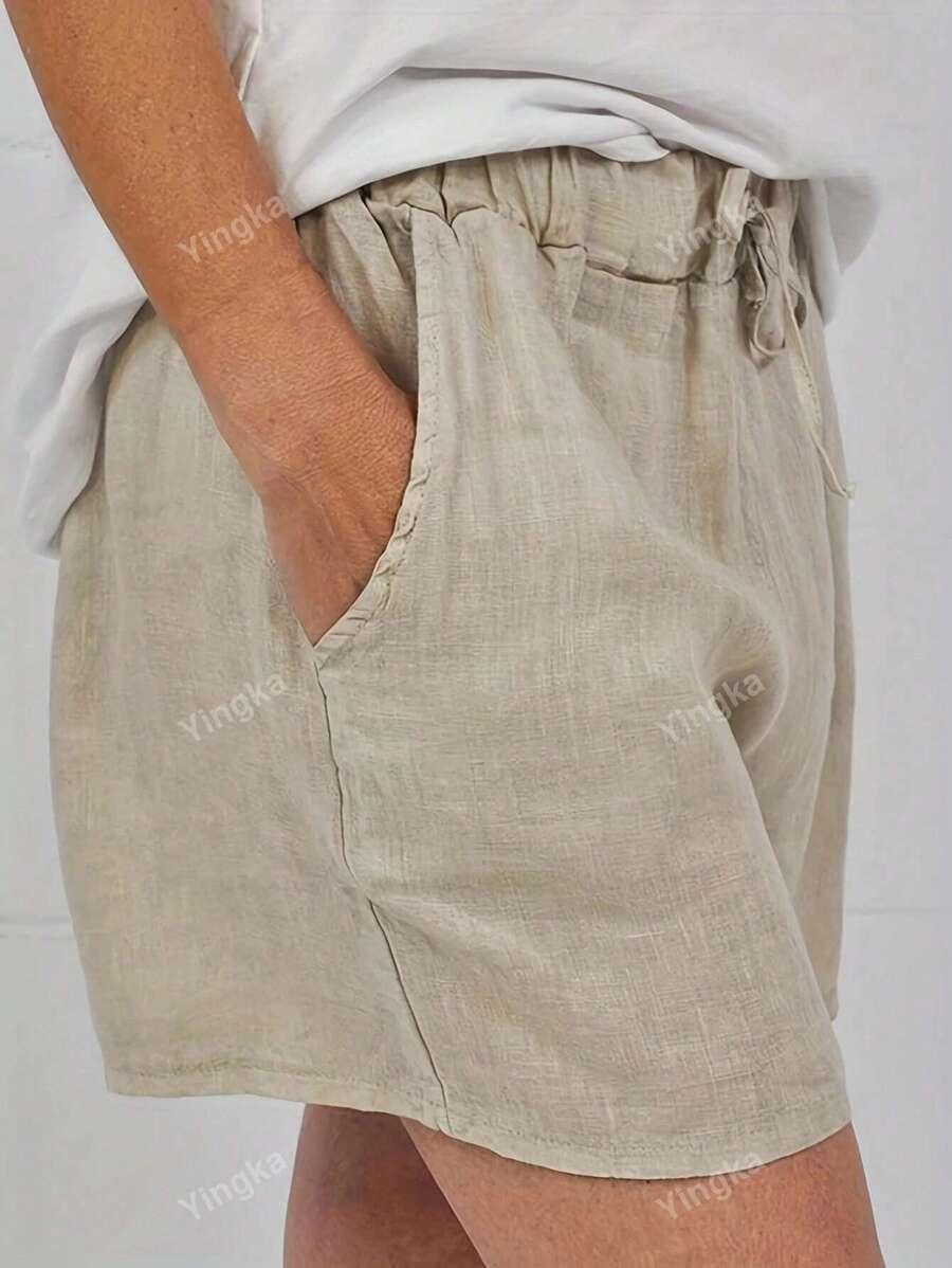 SHEIN SPODENKI Z DOMIESZKĄ LNU S06__M