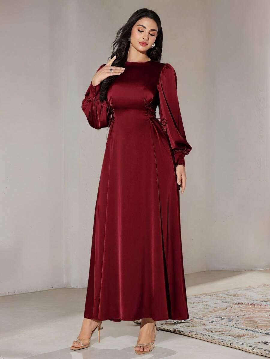 SHEIN BORDOWA SATYNOWA MAXI SUKIENKA S06__XL